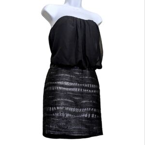 WET Seal Strapless Black Silver Dress Medium Sleeveles